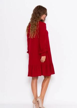 Червоне кріпильне плаття з воланом, червоний, m2 фото