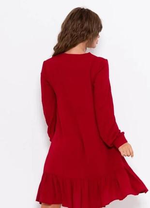 Червоне кріпильне плаття з воланом, червоний, m3 фото