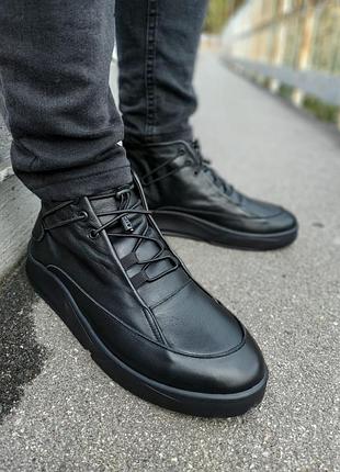 Чоловічі черевики чорні зима фліс /smb 4