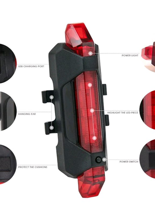 Яскравий портативний ліхтар для велосипеда з usb-зарядкою 4 режим4 фото