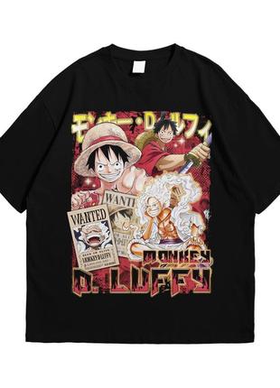 Футболка с принтом аниме one piece monkey d luffy xxl черный