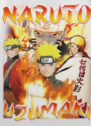 Футболка с принтом аниме naruto uzumaki xxl белый2 фото