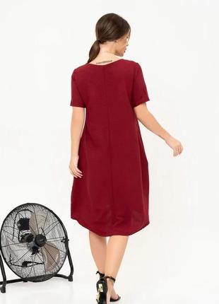 Бордове асиметричне плаття-балон, бордовий, s3 фото