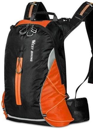 Велосипедний рюкзак west biking yp0707246 16l | вело рюкзак водонепроникний, помаранчевий1 фото