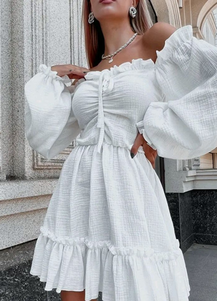 Ніжна романтична сукня з довгим рукавом6 фото