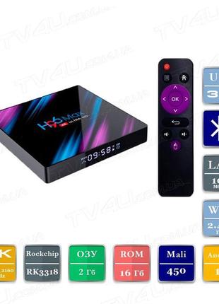 Smarttv h96 max 2/16 gb rk3318 настроєна нова смарт тв андроїд...