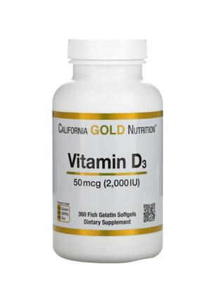 California gold nutrition, витамин d3, 50 мкг (2000 ме), 360 шт