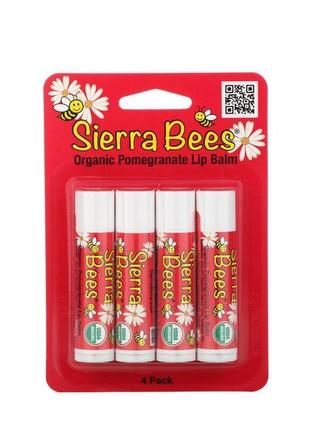 Sierra bees,органические бальзамы для губ,гранат,4 штуки по 4,5 г1 фото