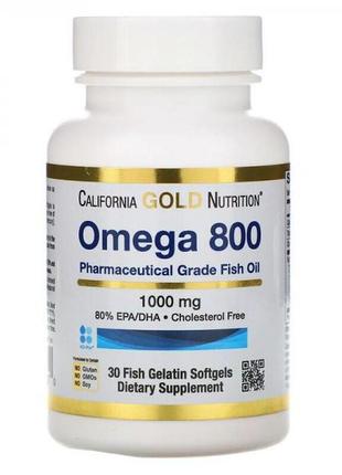 California gold nutrition, омега 800, риб'ячий жир 30 капсул