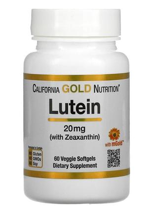 California gold nutrition, лютеин с зеаксантином, 20 мг 60 капсул