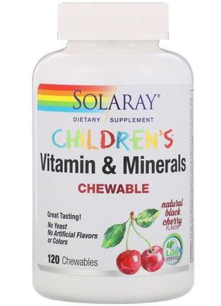 Solaray, детские жевательные витамины и минералы, 120 шт