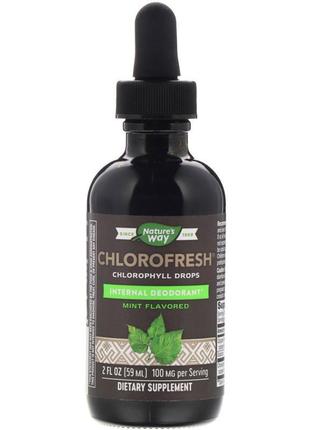 Natures way,chlorofresh, краплі з хлорофілом,зі смаком м'яти,59мл