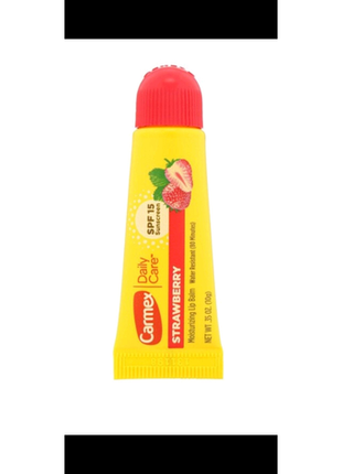 Carmex, бальзам для губ daily care, клубника, spf 15, 10 г (0,351 фото