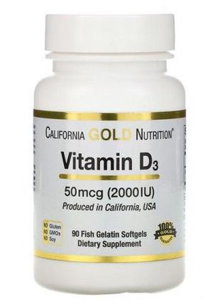 California gold nutrition, вітамін d3, 50 мкг (2000 мо), 90 шт