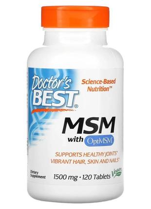 Doctor´s best, мсм с optimsm, 1500 мг, 120 таблеток сера