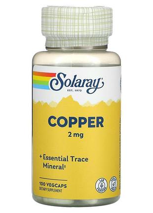 Solaray, мідь, 2 мг, 100 капсул vegcap