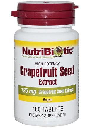 Nutribiotic, екстракт насіння грейпфрута, 125 мг, 100 таблеток