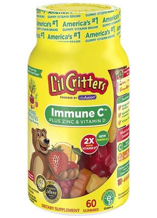 Lil critters, immune c, витамин с с цинком и витамином d, 60 шт
