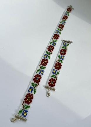 Набор украшений "цветочный букет" браслет+чокер из бисера2 фото