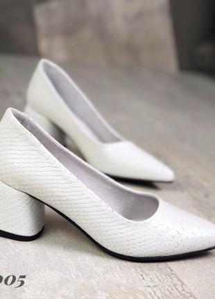 Жіночі туфлі мері білі шкіра (тиснена) 230053 фото