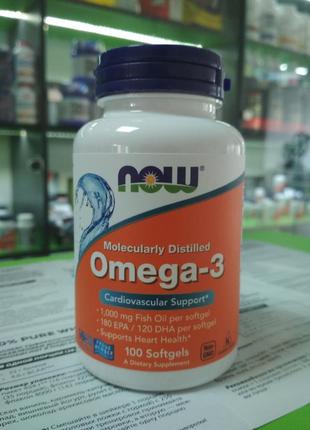 Омега-3 now omega-3 1000 мг 100 капсул