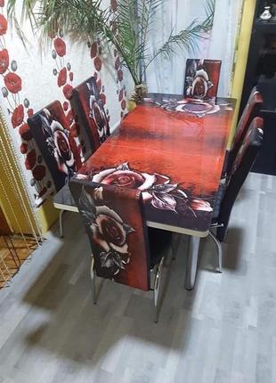 Розпродаж! розкладний стіл загартоване скло і 4 стільців туреччин5 фото