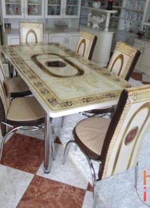 Розпродаж! розкладний стіл загартоване скло і 4 стільців туреччин6 фото