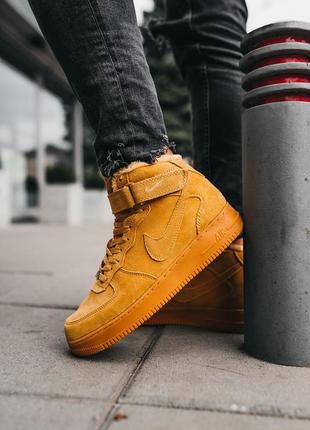 ❄️nike air force 1 high flax❄️високі чоловічі зимові кросівки найк зимні кросівки найк з хутром