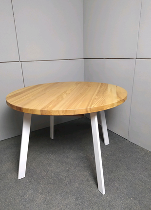 Обідній розкладний круглий стіл в розмірі 100+40 см3 фото