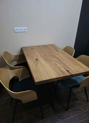 Стіл обідній кухонний з дерева з епосидной смолою 110*70 см