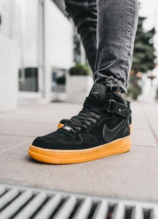 ❄️nike air force 1 high black❄️кроссовки найк аир форс зимние, кросівки найк зимні чорні2 фото