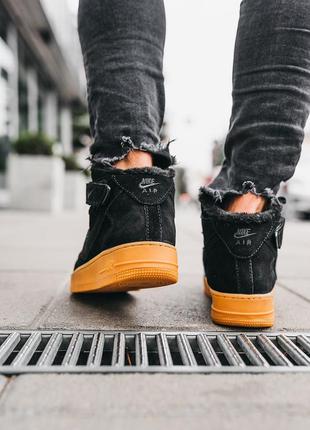 ❄️nike air force 1 high black❄️кроссовки найк аир форс зимние, кросівки найк зимні чорні3 фото