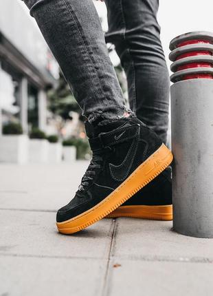 ❄️nike air force 1 high black❄️кроссовки найк аир форс зимние, кросівки найк зимні чорні4 фото