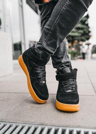 ❄️nike air force 1 high black❄️кроссовки найк аир форс зимние, кросівки найк зимні чорні5 фото