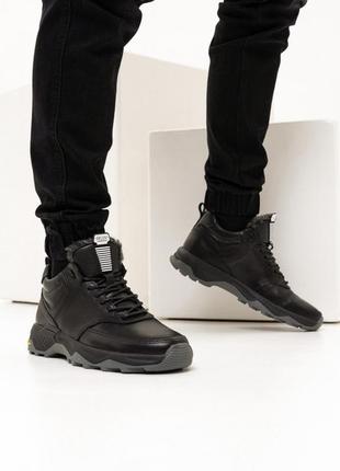 Чорні теплі черевики в спортивному стилі, чорний, 422 фото