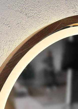 Дзеркало ростове з led-підсвіткою у дерев'яній рамі luxury wood capsule 160х60 см3 фото