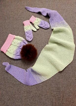 Шапка бактус варежки
