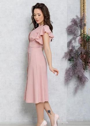 Розовое коттоновое платье на пуговицах, коттон, повседневный2 фото