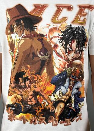 Футболка с принтом аниме one piece - portgas d. ace xl белый