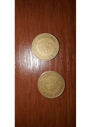 Монети нідерланди. 2 гульдени.2005 і 2006 рр ..2 фото