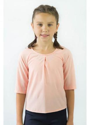 Блуза шкільна для дівчинки з коротким рукавом персикова