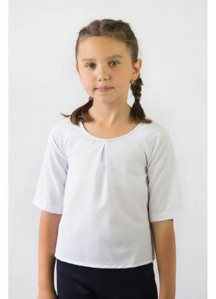 Блуза шкільна для дівчинки з коротким рукавом, біла,