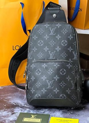 Чоловіча сумка louis vuitton avenue sling monogram eclipse чорний3 фото