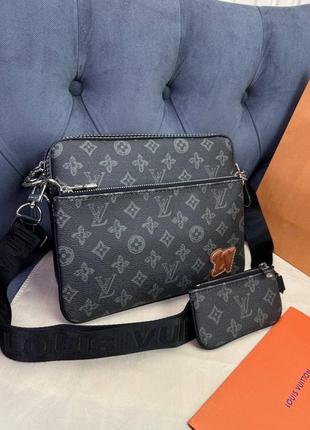 Месенджер сірий louis vuitton bolso trio monogramm logo