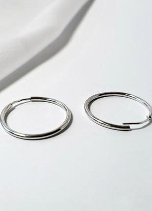 Срібні сережки (пара) сережки кільця 25 мм срібло 925 проби 2080/25  2.70г3 фото