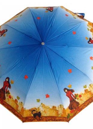 Зонт zest, полуавтомат серия 10 спиц расцветка "autumn_cat" синий