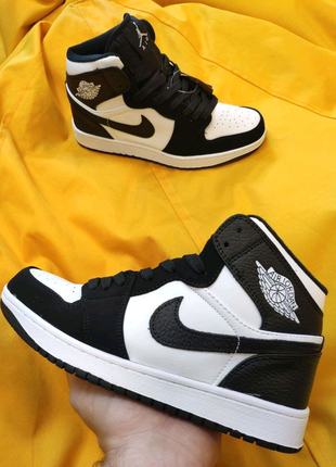 Nike air jordan 1 retro (чорно-білі) кросівки