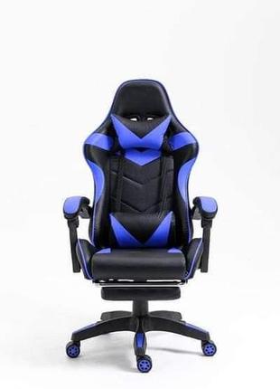 Геймерське крісло vecotti gt чорно-синє з підставкою для ніг1 фото