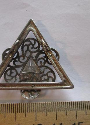 Раритет трикутник піраміда брошка заколка з камінням8 фото