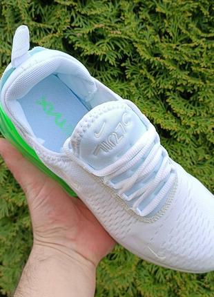 Летние кроссовки nike air max 270 · размеры 41-45 · белые с зел3 фото